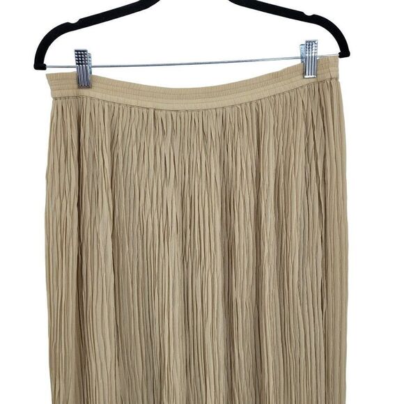 Vintage 80's Liz Sport Maxi Skirt S Beige Tan Crinkle Pleated Full Elastic Waist - Picture 8 of 11